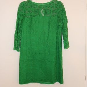 Emerald Green Pattern A-Line Dress